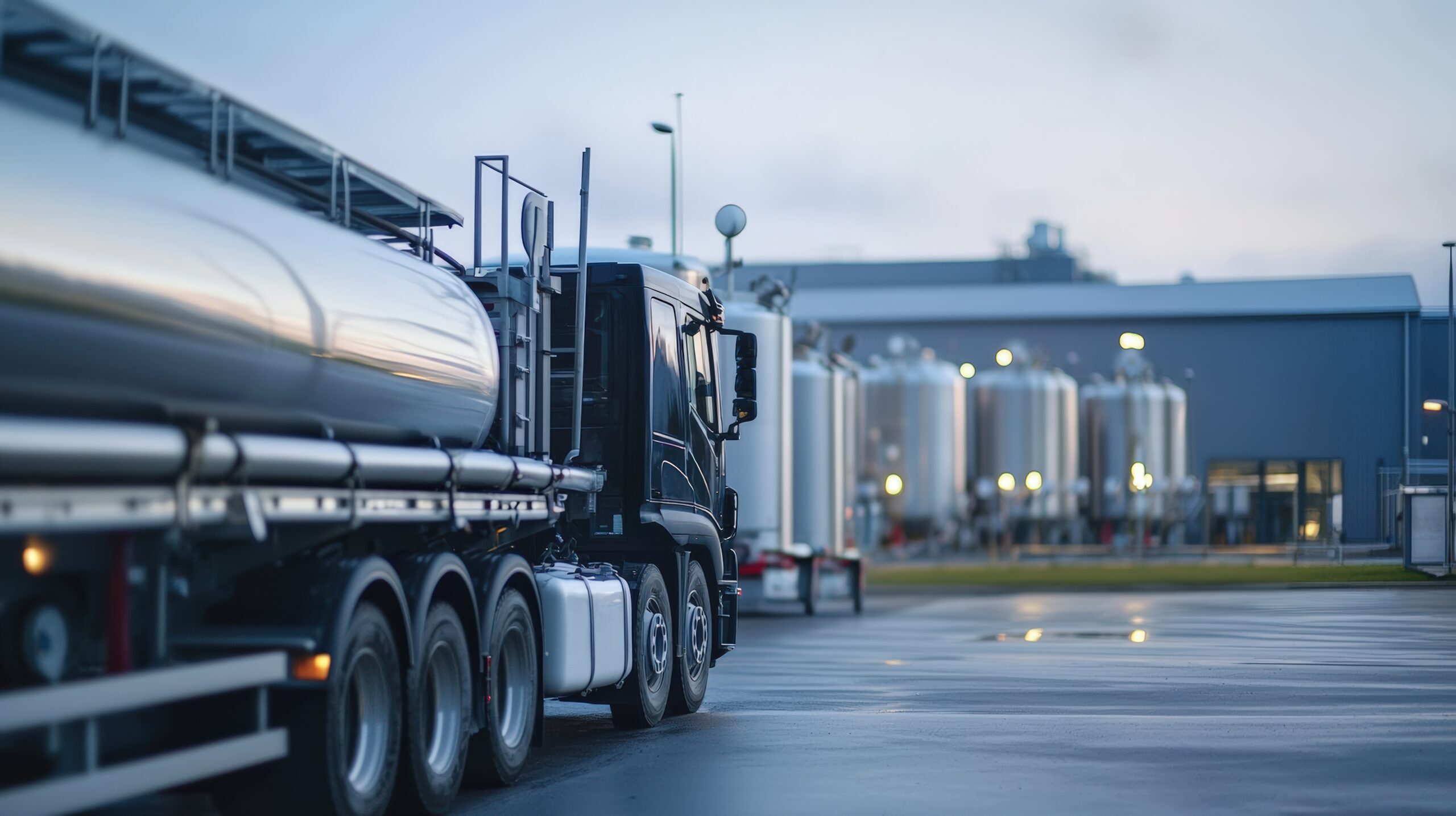 Bulk milk tanker transporting dairy products as part of the global dairy import supply chain
