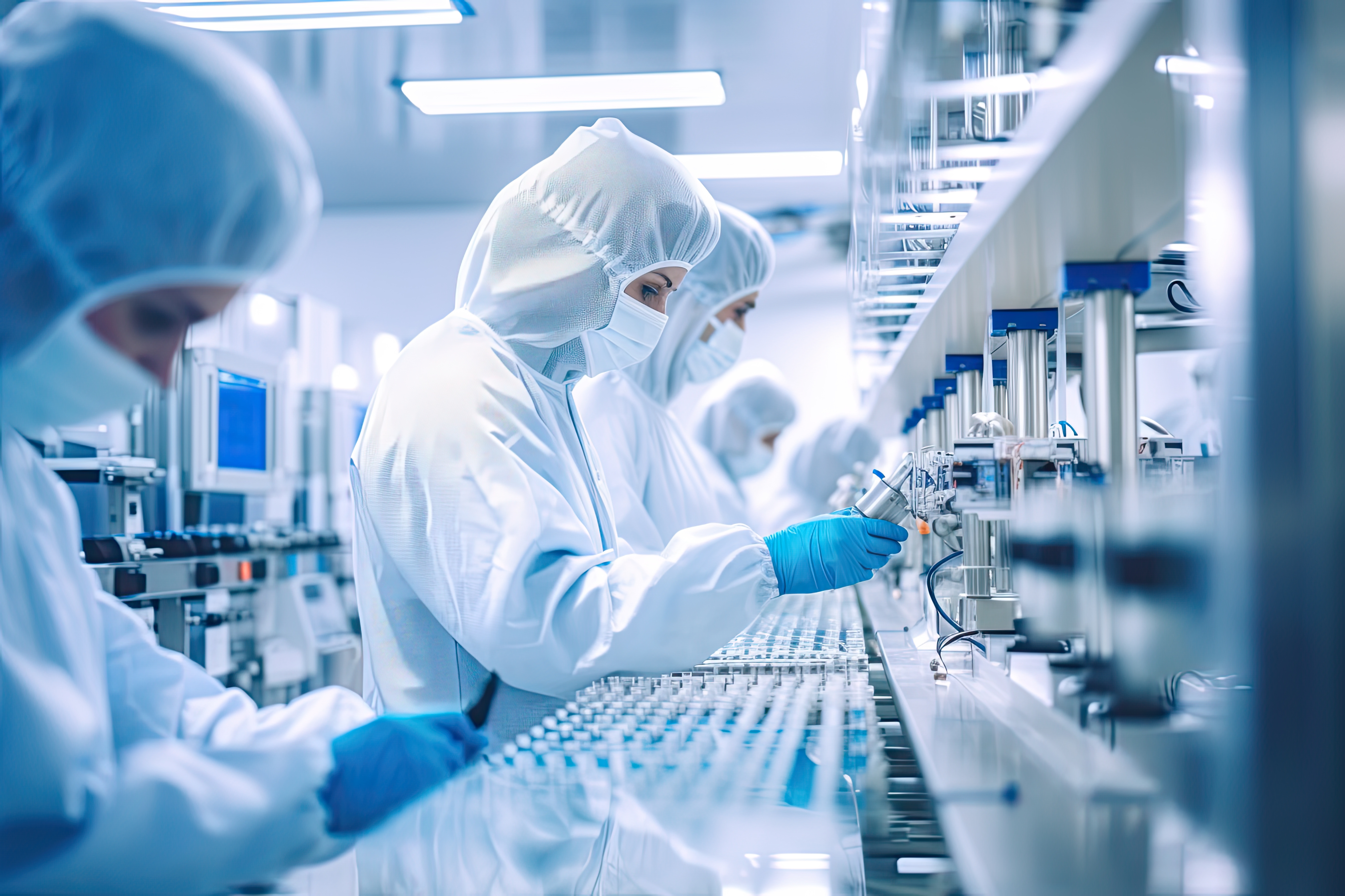 Pharmaceutical manufacturing facility with compliance documentation and regulated chemical supply chain operations